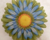 CUTE Blue and Green Flower Hair Clip