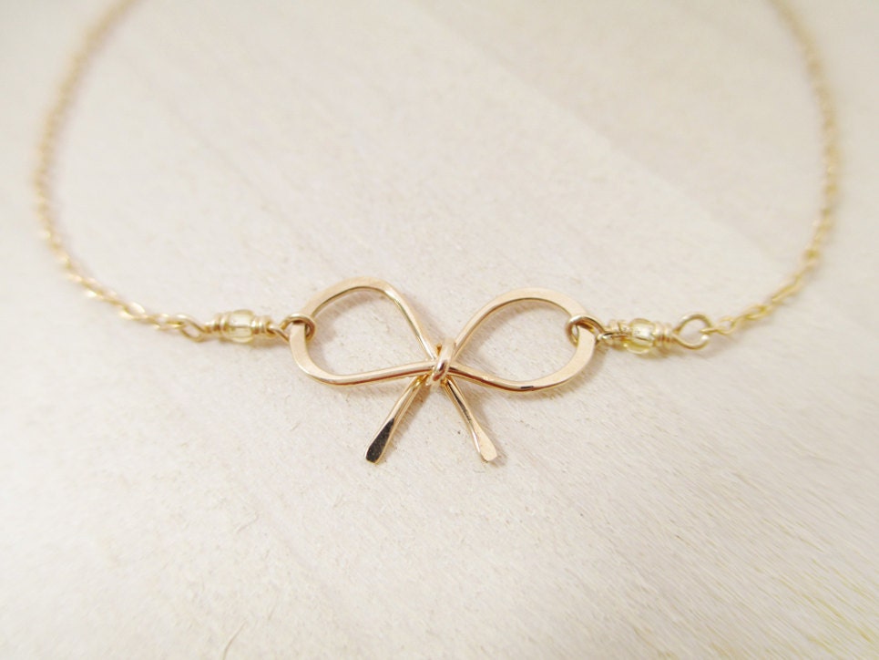 Knot - bow necklace - 14k gold fill - bow pendant - delicate - thin chain - bridal - wedding - bridesmaid - simple minimal everyday jewelry