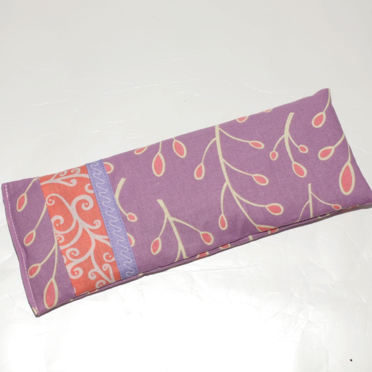 FREE SHIPPING- Peach and Purple Eye Pillow with Lavender and Flaxseed