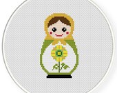 Instant download,free shipping,Cross stitch pattern, Cross-StitchPDF,Russian Doll,Matryoshka  Babushkas and sunflower,ZXXC0384