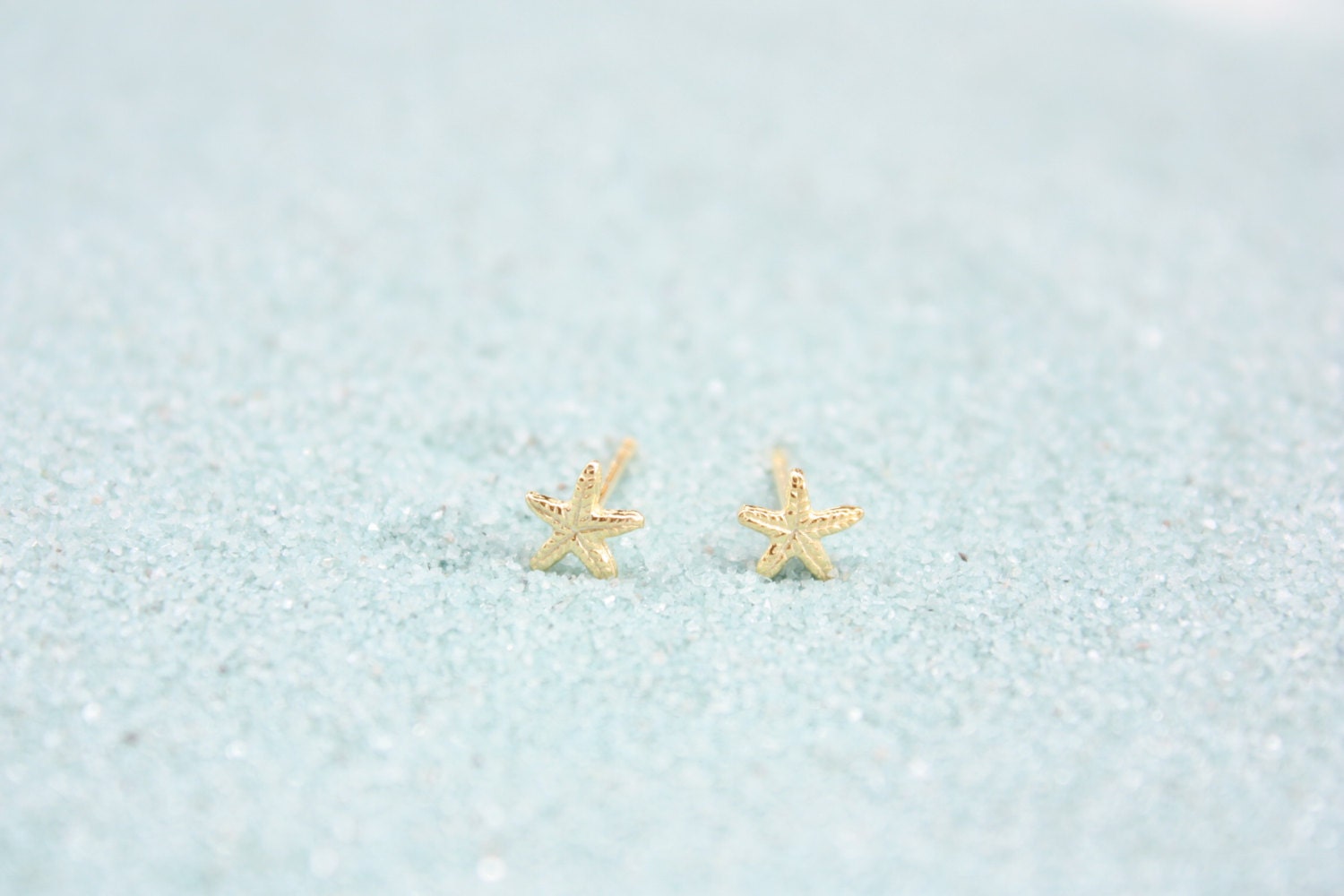 Tiny Starfish Stud Earrings, 14 Karat Gold Plating over Sterling Silver, Made to Order