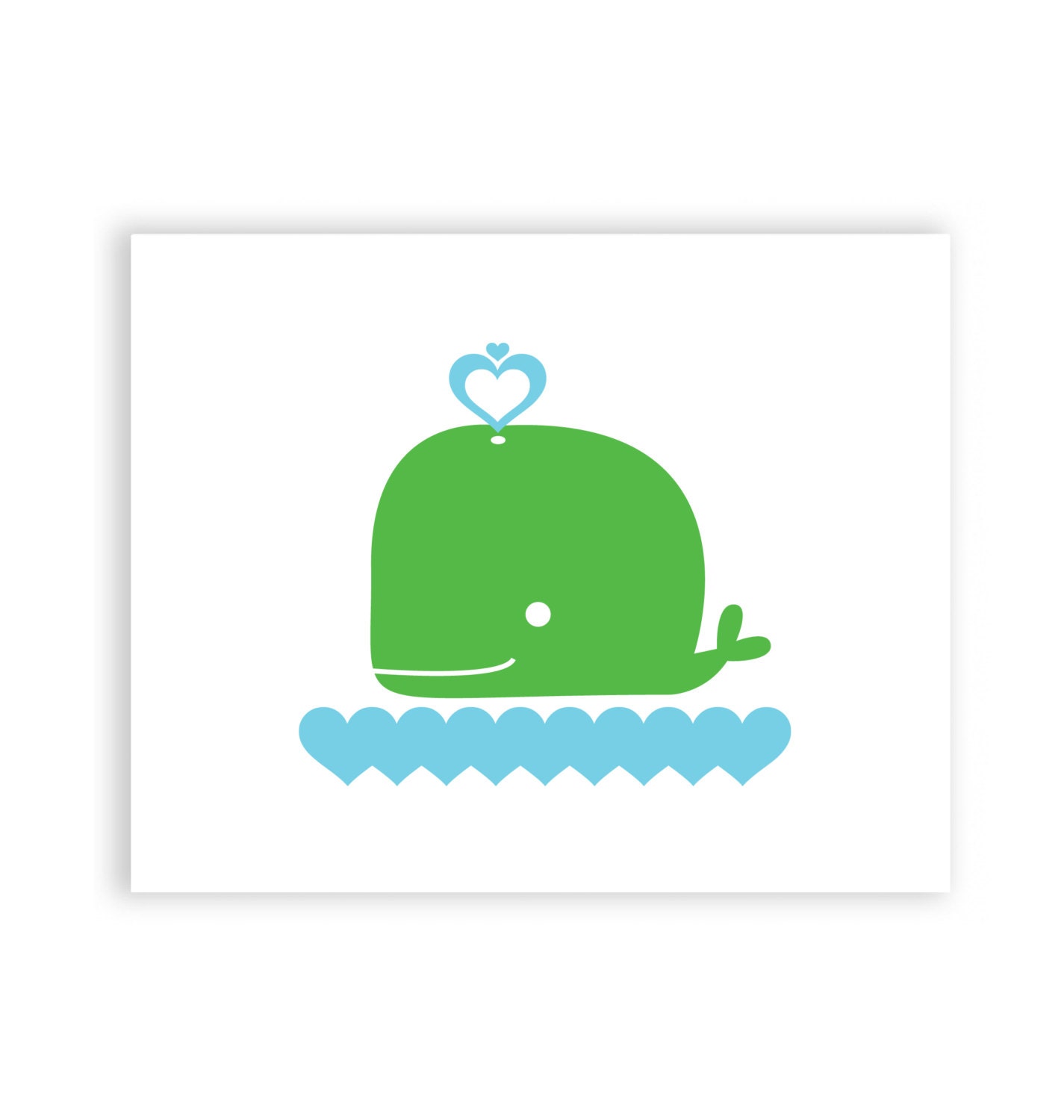 Happy Whale 8 x 10 Art Print/Wall Art - Baby Nursery Decor and Children's Room Decor
