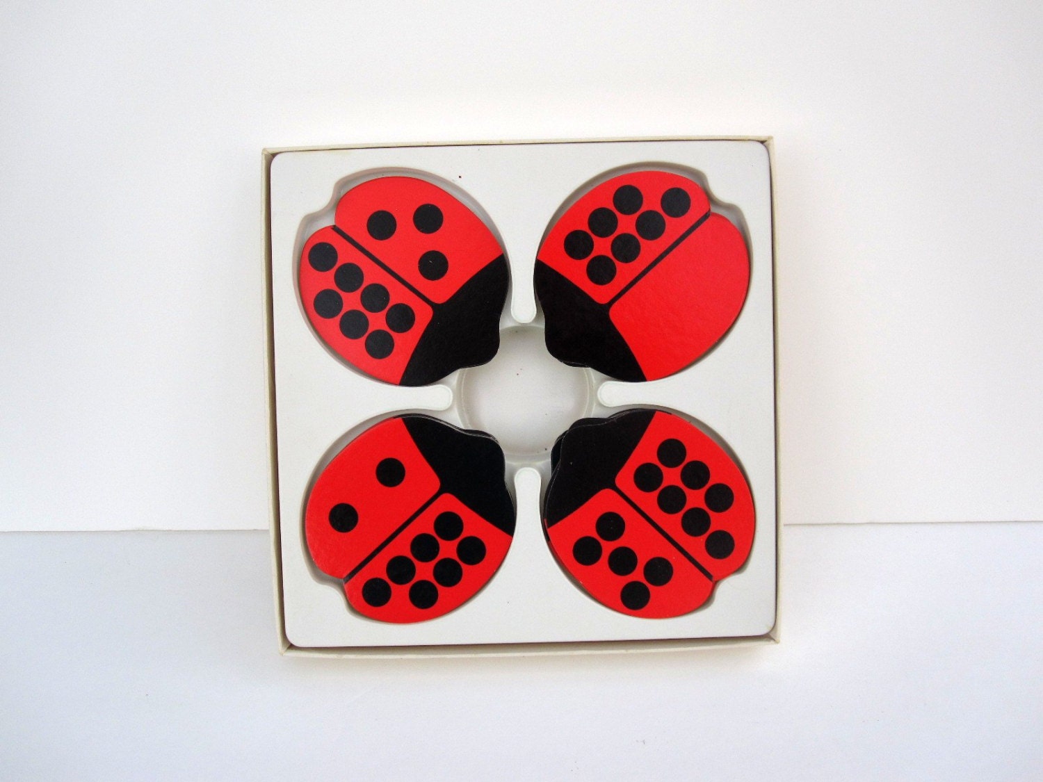 Ladybug Dominoes - Childs Card Game Red and Black - Creative Playthings 1970 from Western Germany