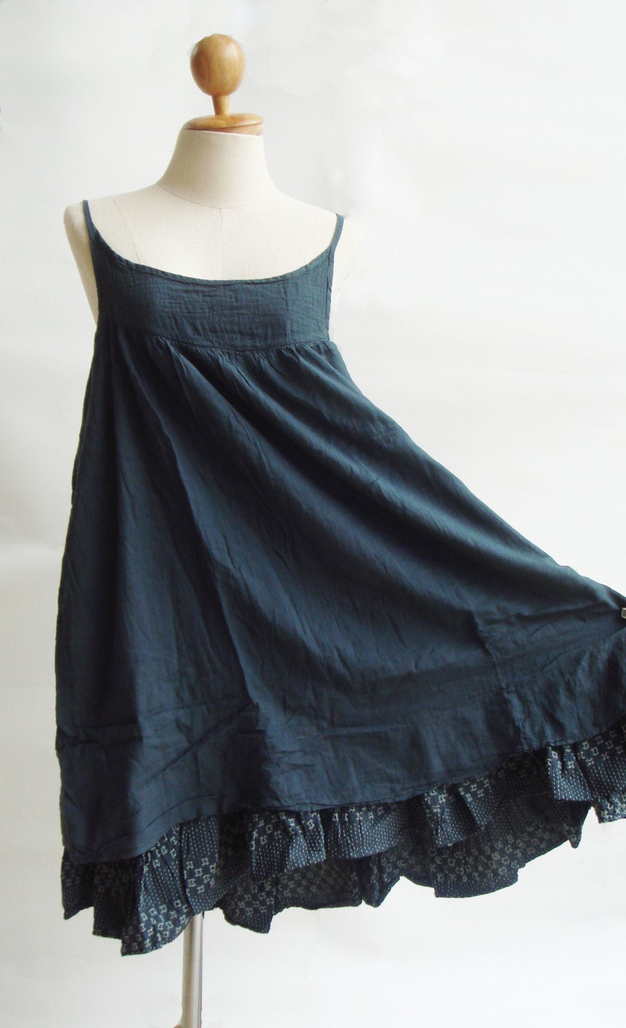 Easy Going Summer Dark Blue Grey Cotton Dress