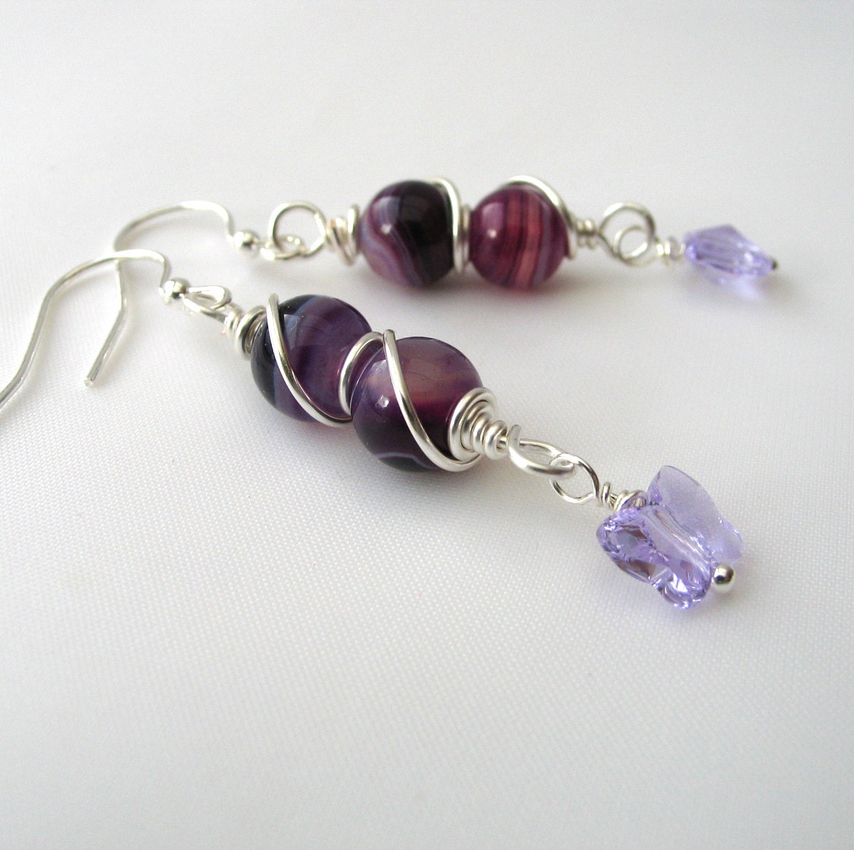 Purple Butterfly Earrings Swarovski Crystal Butterflies with Purple Gemstones Mothers Day Gift Idea