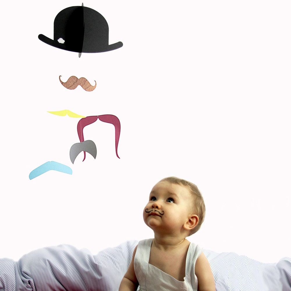 Mr. Moustache baby mobile