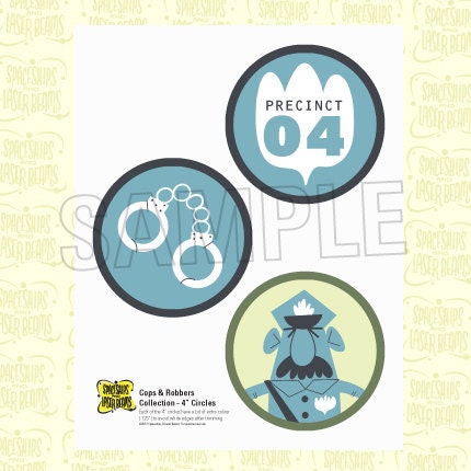 Police Birthday Circle Decals (4 Inch) from the DIY Printable Police Collection by Spaceships and Laser Beams