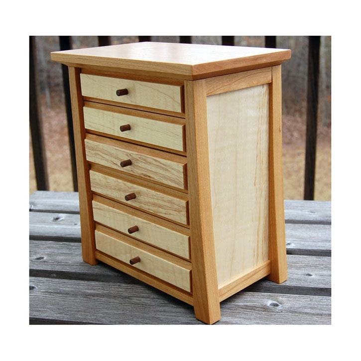 Handmade Jewelry Box / Chest - Cherry and Figured Maple