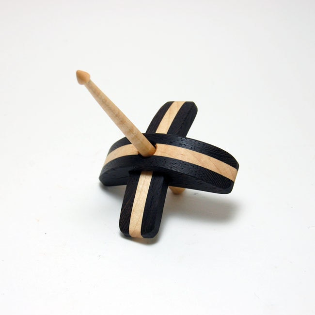 Small Turkish Spindle: Wenge and Curly Maple Stripe