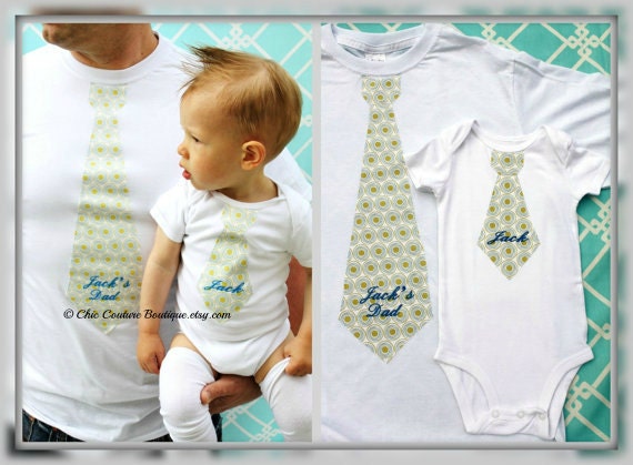 Baby's 1st First Father's Day 2013 Personalized Gift Set for Daddy and Baby. New Dad, Wedding, Summer Fashion.  Newborn Picture Prop