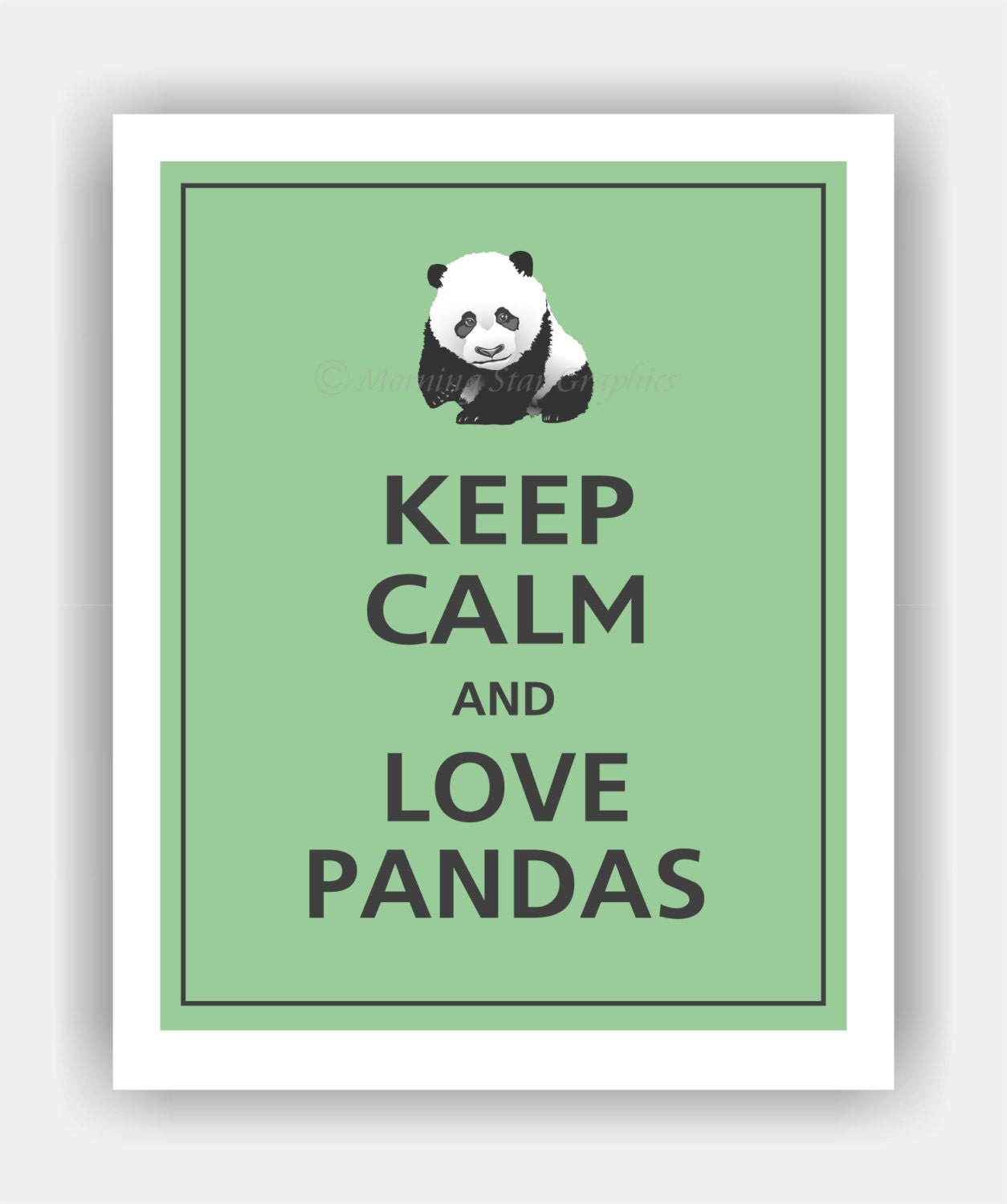 Keep Calm and LOVE PANDAS Print 8x10 (Bonsai featured--over 700 colors to choose from)