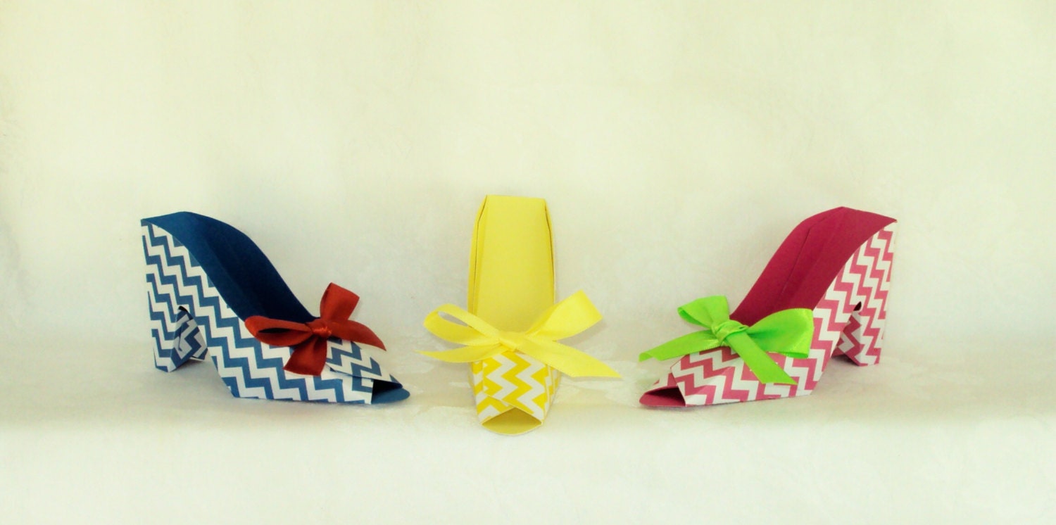 Paper Shoe Design your own Chevron Print High Heel Shoe Gift Box Favor Box-Listing is for One Shoe