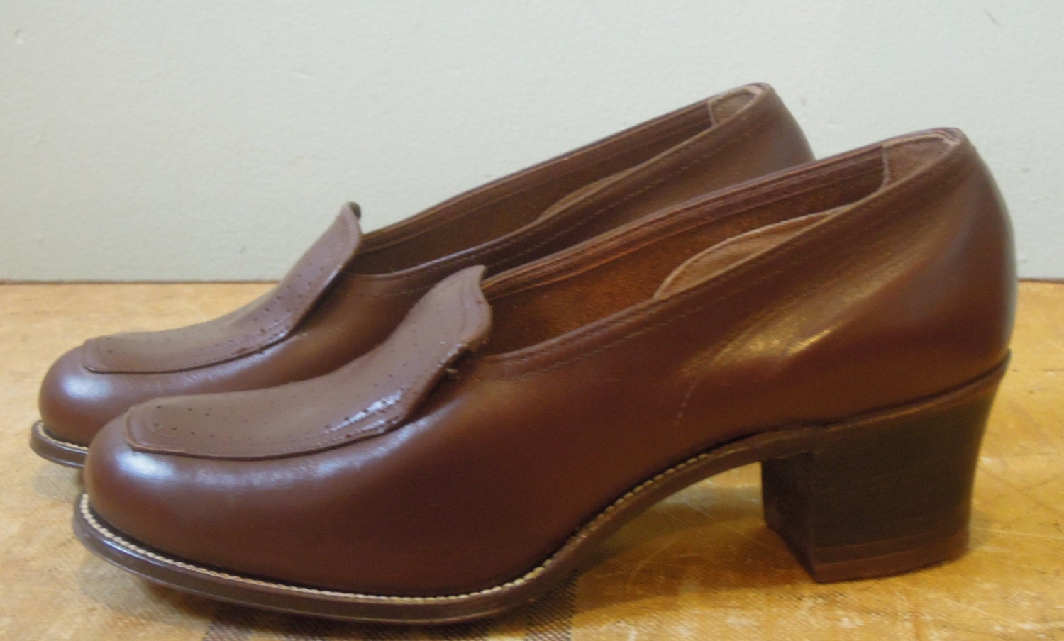 1940s Deadstock Low heel casual shoes, WWII era, Rockabilly Swing