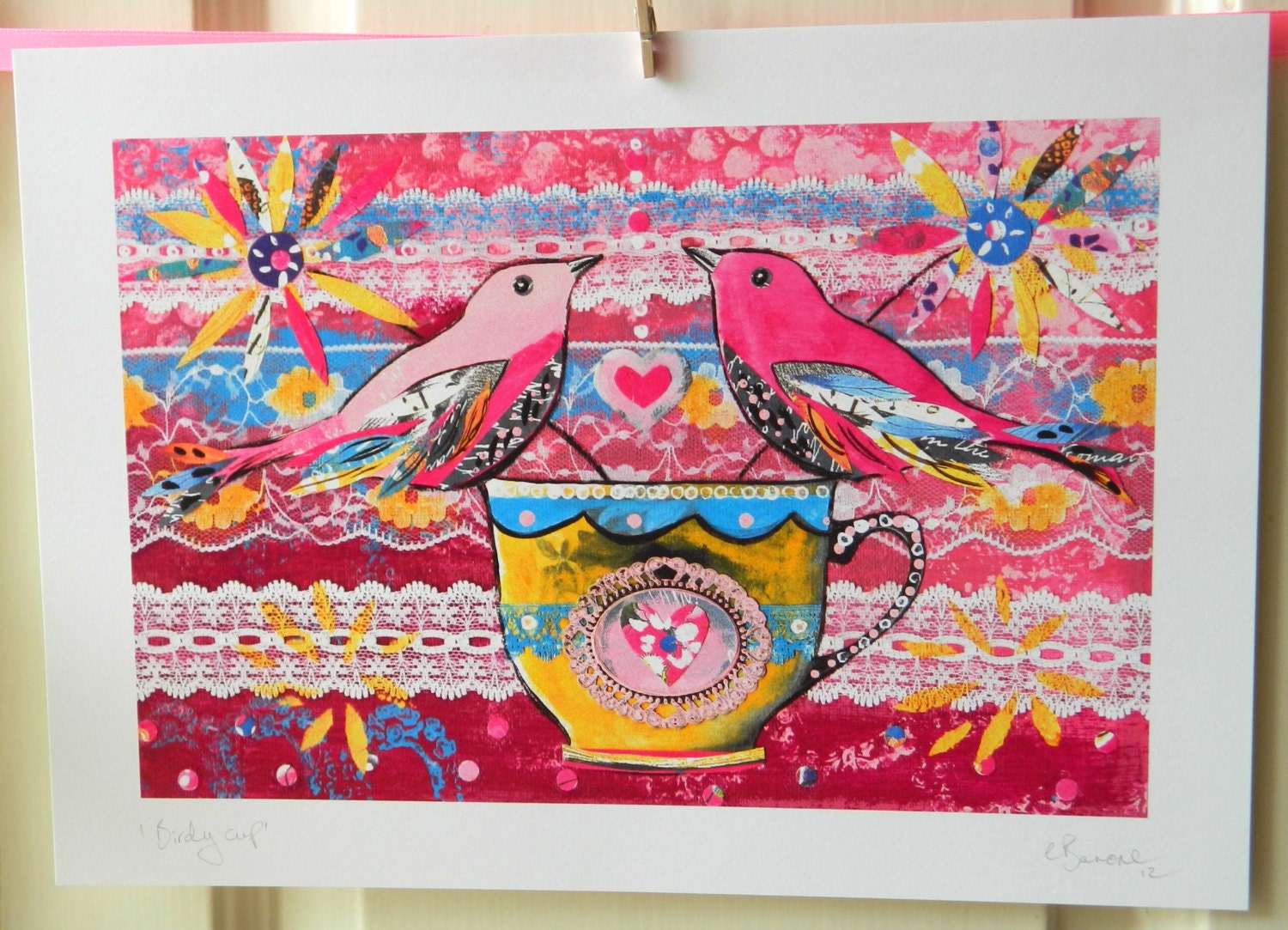 Birdy Cup Art print whimsical art