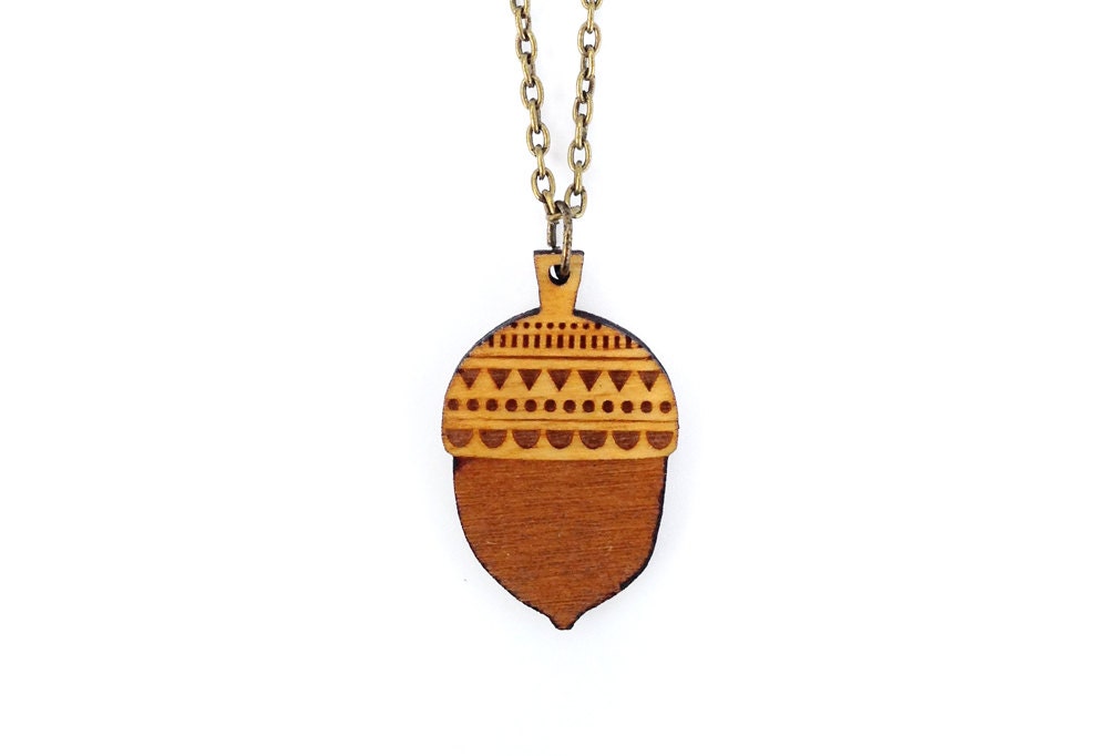 Wooden Acorn necklace