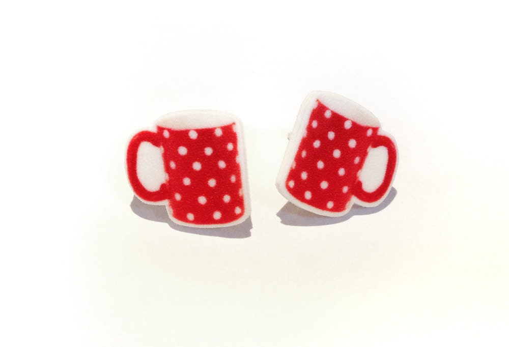 Red Spotty Mug Earrings