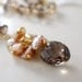 Chocolate Brown Smoky Quartz Gemstone Necklace Champagne Freshwater Pearl Cluster Wire Wrapped Gold Jewelry Complimentary Shipping