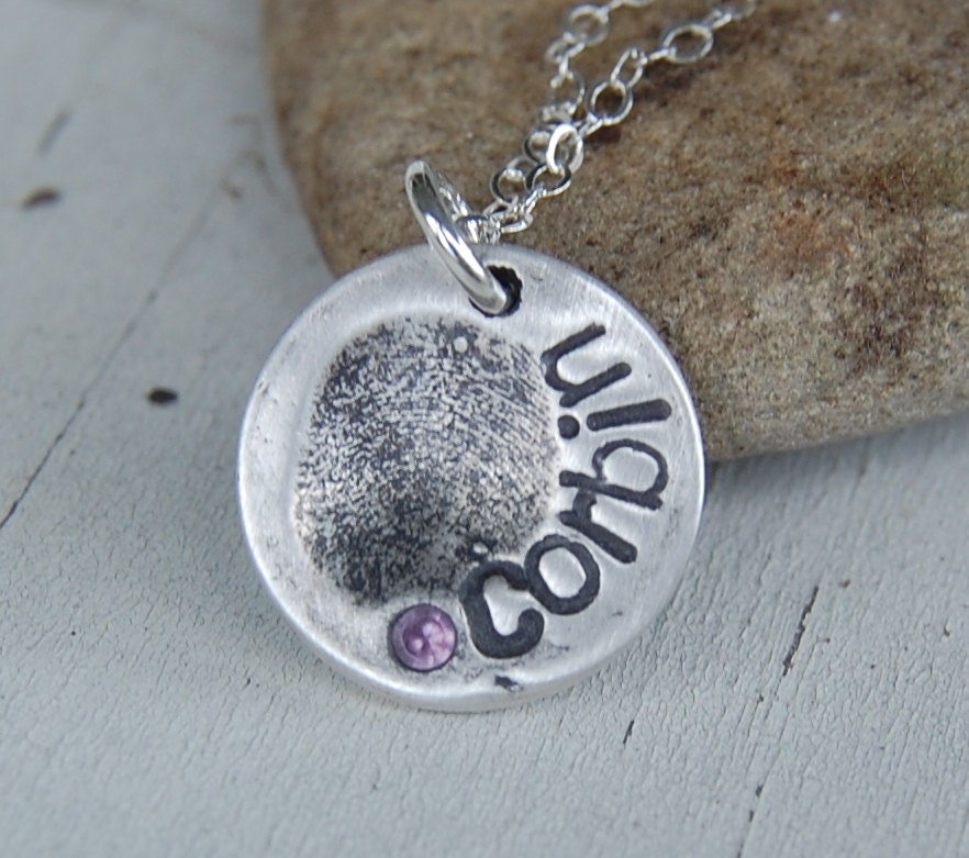 Itsy Bitsy Custom Fine Silver Fingerprint Pendant -:- Personalized Fingerprint with Sterling Chain