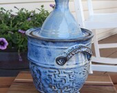 Japanese Pagoda Insipired Lidded Jar with Feet in Cobalt Blue