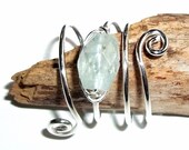 Blue aquamarine Gemstone Ring Sterling Silver Adjustable Reversible earthegy