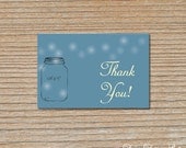 Thank You Cards - Mason Jar and Fireflies - Set of 10 with Envelopes