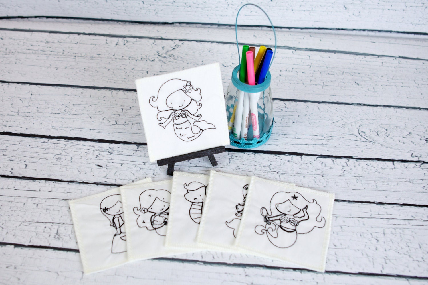 mermaid art toy fantasy princess washable coloring pages set of 6 eco friendly toy