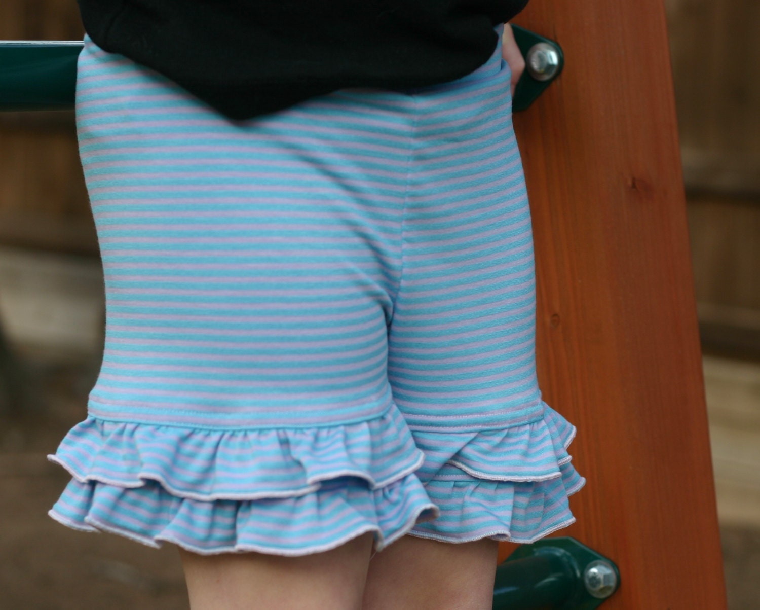 SALE blue and lavender purple mini stripe double ruffle shorties sizes 12m - 8 girls