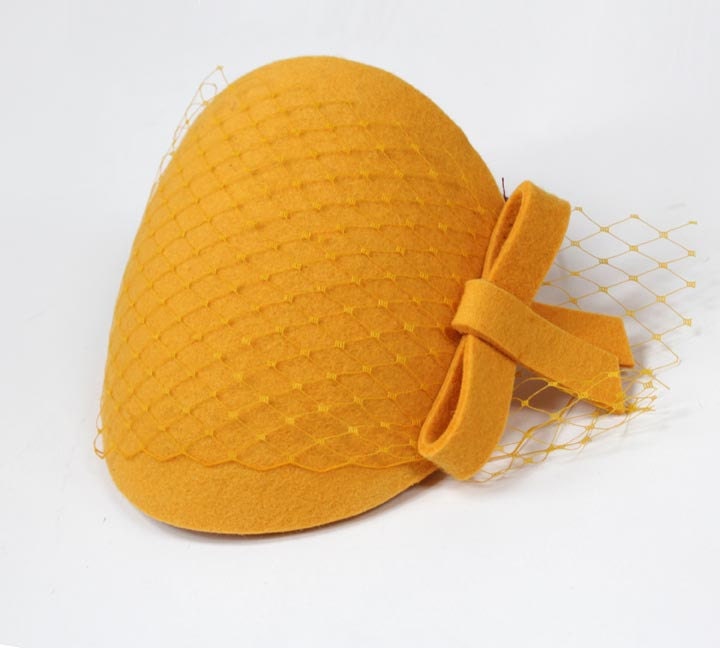 Yellow Fascinator with Veil and Bow