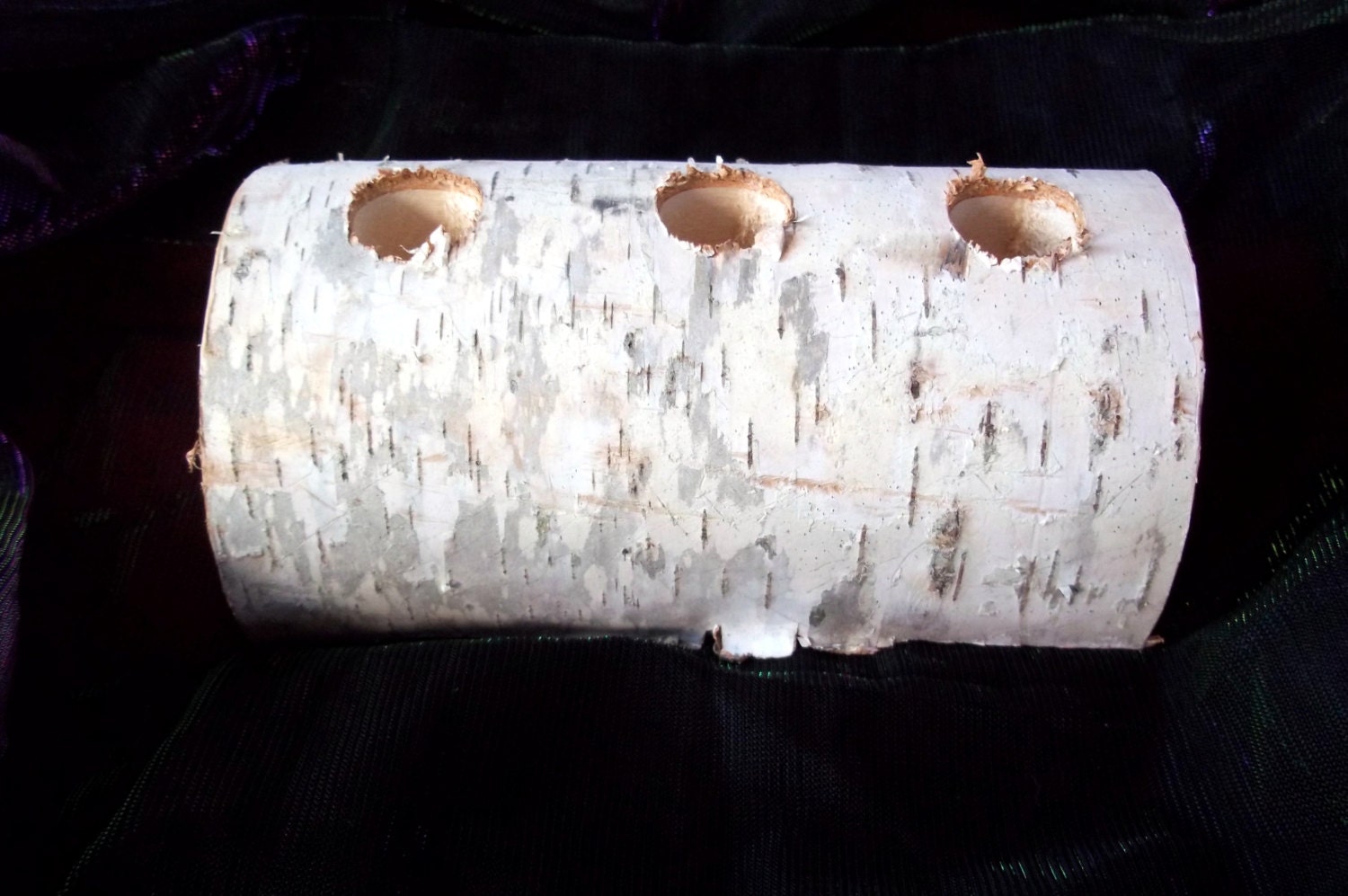 YULE Log Birch Wood Candle Holder for Standard Sized Tapered Candles Gift or Decoration
