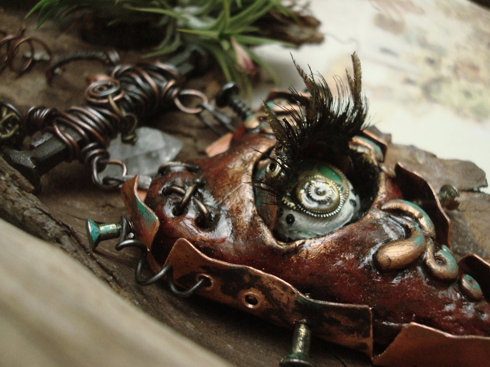 Eye of Lamia - Mixed Media Necklace with Movable Parts