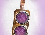 Fused Glass Pendant, Sparkly Lavender, Purple,  Dichroic, Copper