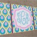 large colorful nursery art- personalized triptych - name monogram initials- hand painted- M2M bedding or decor