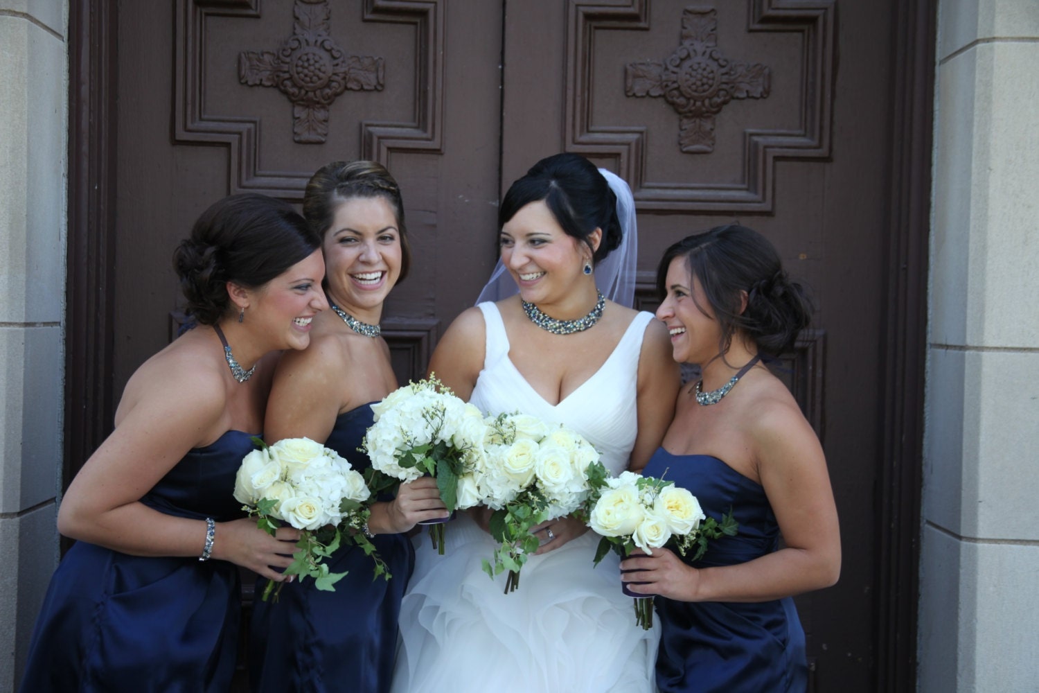 Set of 4 Bridesmaid Statement Necklaces - Bridesmaid Bib necklace, bridal necklace, midnight blue, sapphire blue, black, purple,