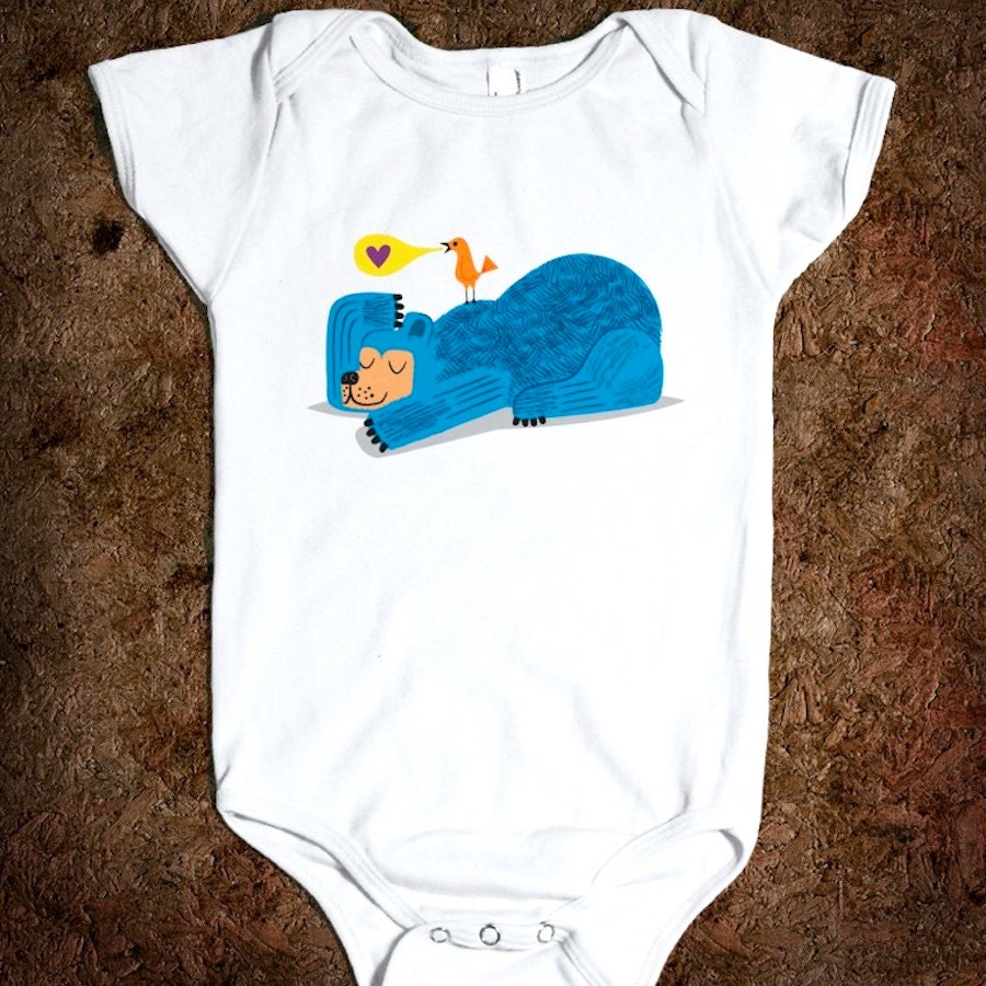 The Bear and The Bird - Onesie / Bodysuit / Baby One Piece / - iOTA iLLUSTRATION