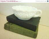 20% OFF SALE Milk Glass Nappy Dish or Bowl, Vintage, Wedding Decor, Mid Cenury