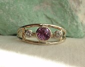 14k White Gold Natural Lavender Pink Sapphire Ring White Sapphire Valentines Day