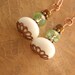 Copper Beaded Earrings White Green Tiger Eye