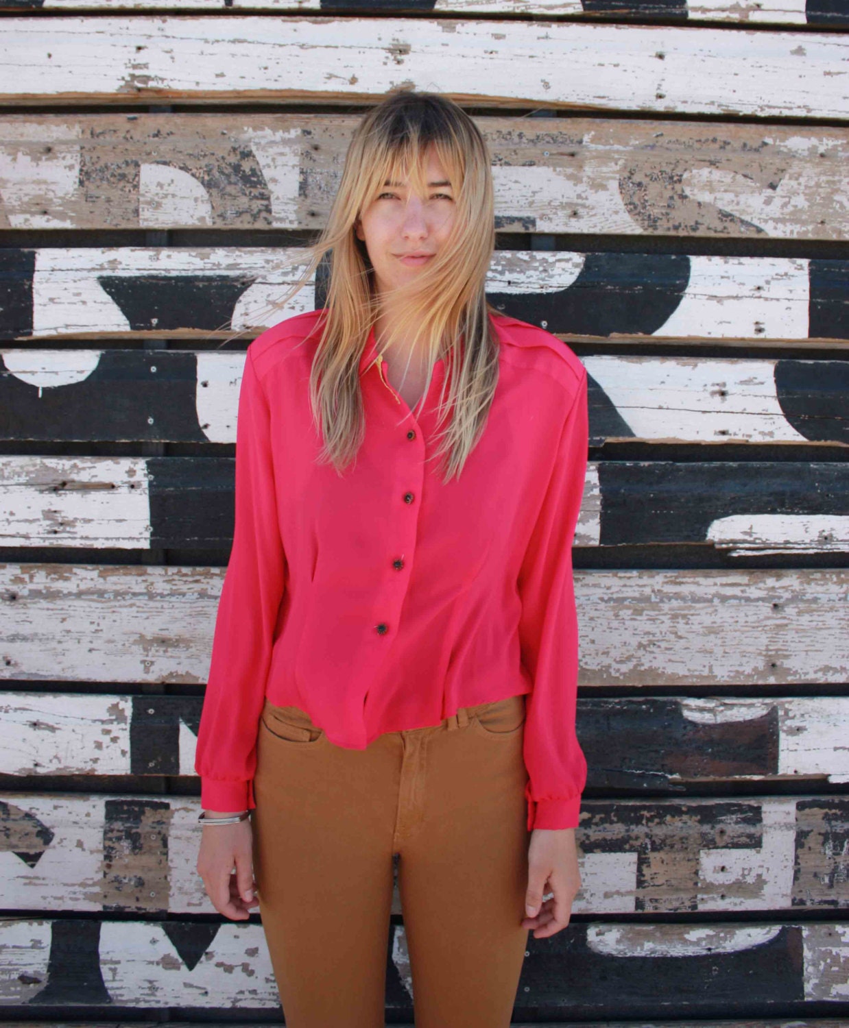 Vintage Bright Pink Blouse