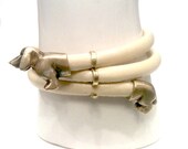 Handmade Brass and Textile Dachshund Wrap Bracelet