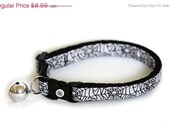 ON SALE Cat Collar - Spider Webs on Silver - Large Size Collar