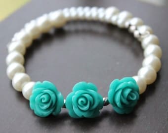 Day of the Dead Blue Rose Bracelet