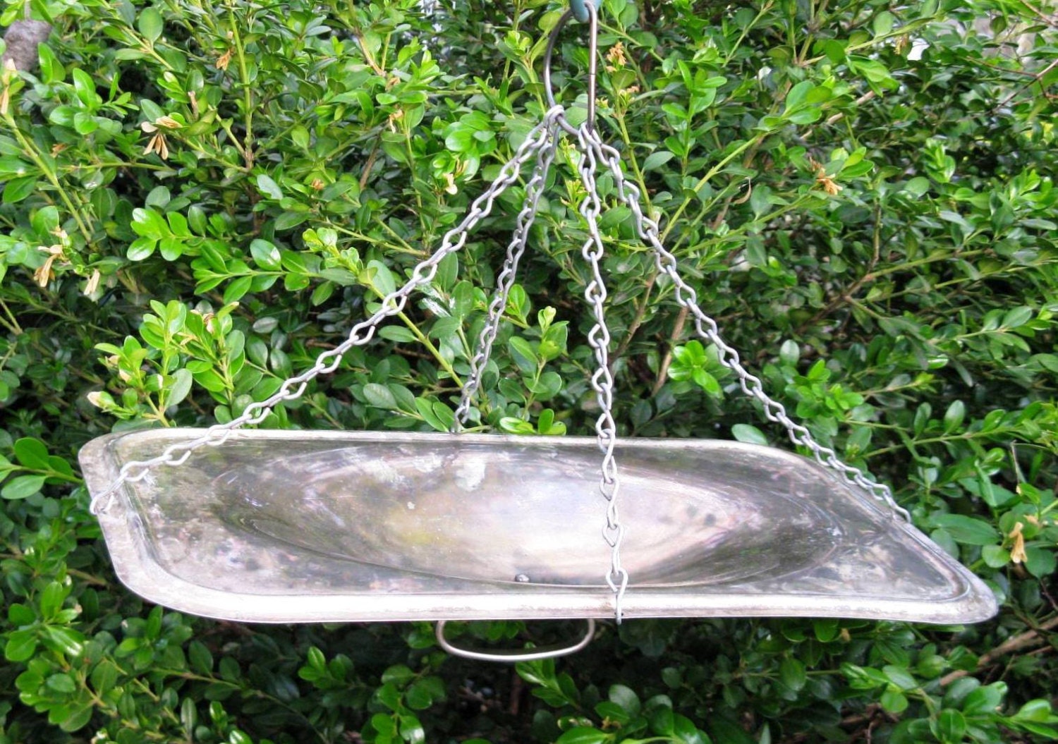 Served on a Silver Platter, Bird Feeder Tray, Tarnished Silver