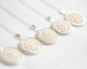 5 Textile necklaces with ivory lace - bridesmaid jewelry - wedding jewelry - skrynka