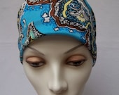 Headband and Tie Turquoise Multi Paisley Modal Jersey  Print  Headband Hair Sash