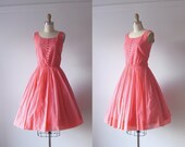 vintage 1950s dress / 50s party dress / Pink Soiree