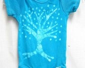 6-9 month blue tree batik onesie