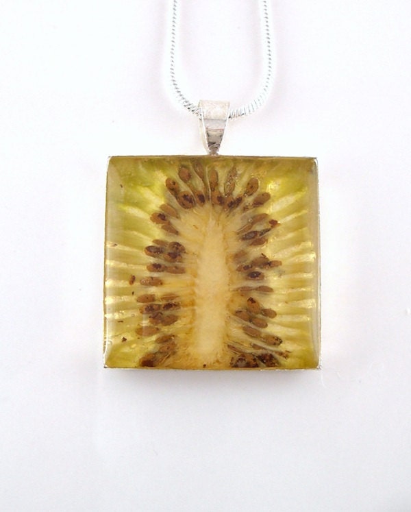Kiwi Pendant - Fruit Necklace - Real Fruit Jewelry