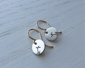 SPRING - stamped circle sterling silver mixed metal earrings