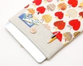 15 inch Macbook Pro case. Linen macbook 15 sleeve with apples pocket and button closure. Custom bag, pouch and other cover orders available