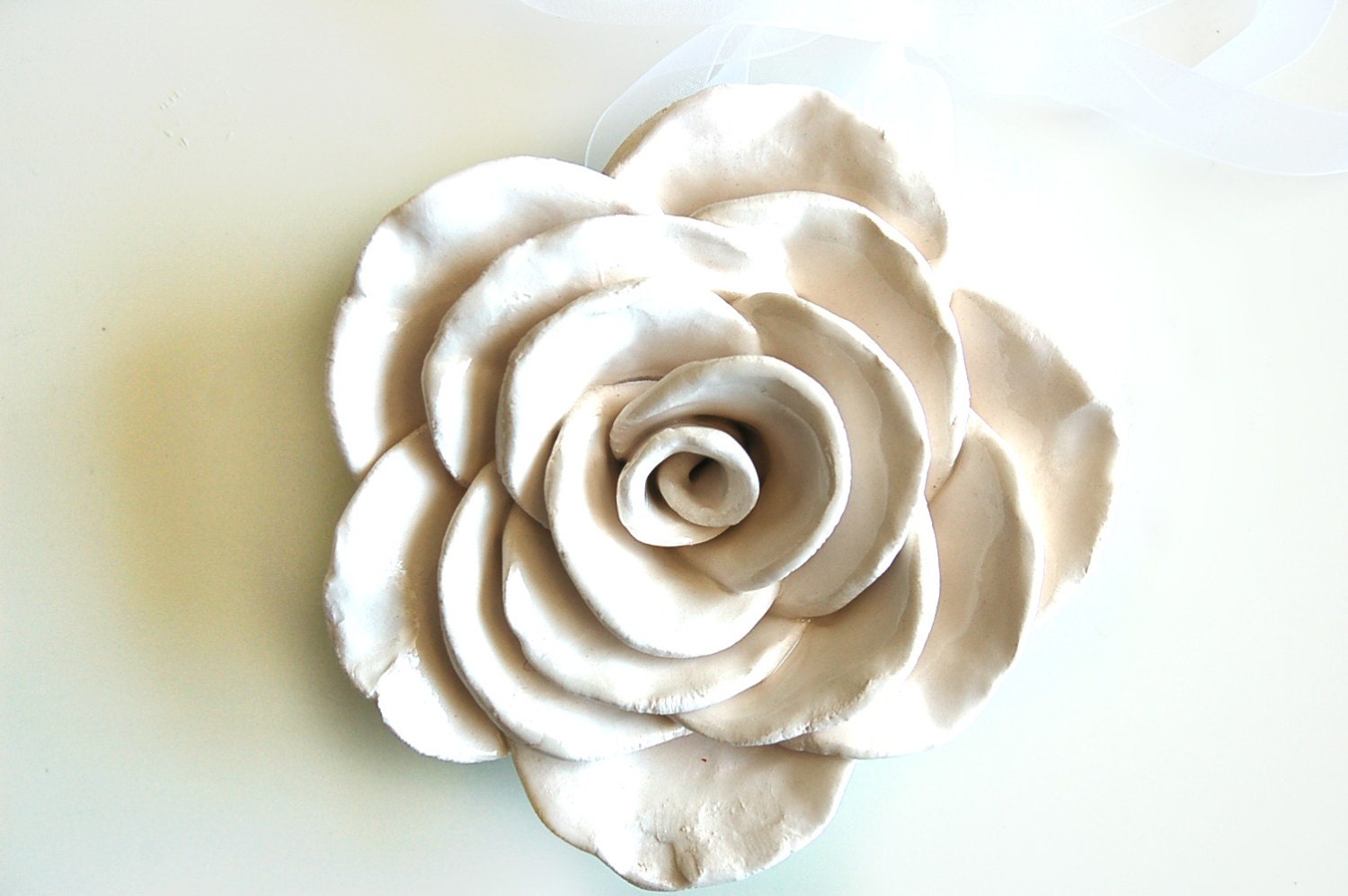 Cream white Ceramic Shabby Chic Rose